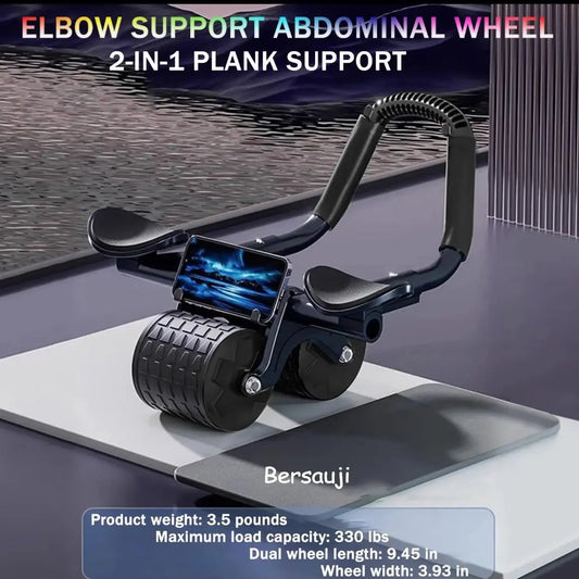 Abdominal Core Muscle Exercise Ab Roller Wheel with Timer - Automatic Rebound for Home Gym Kit and Gym Workout Improvement